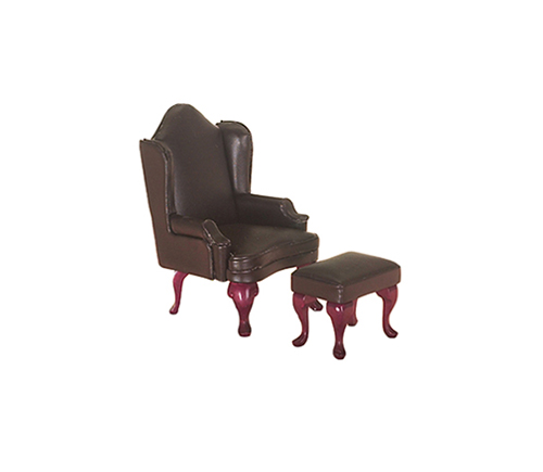 Chair with Ottoman, Brown